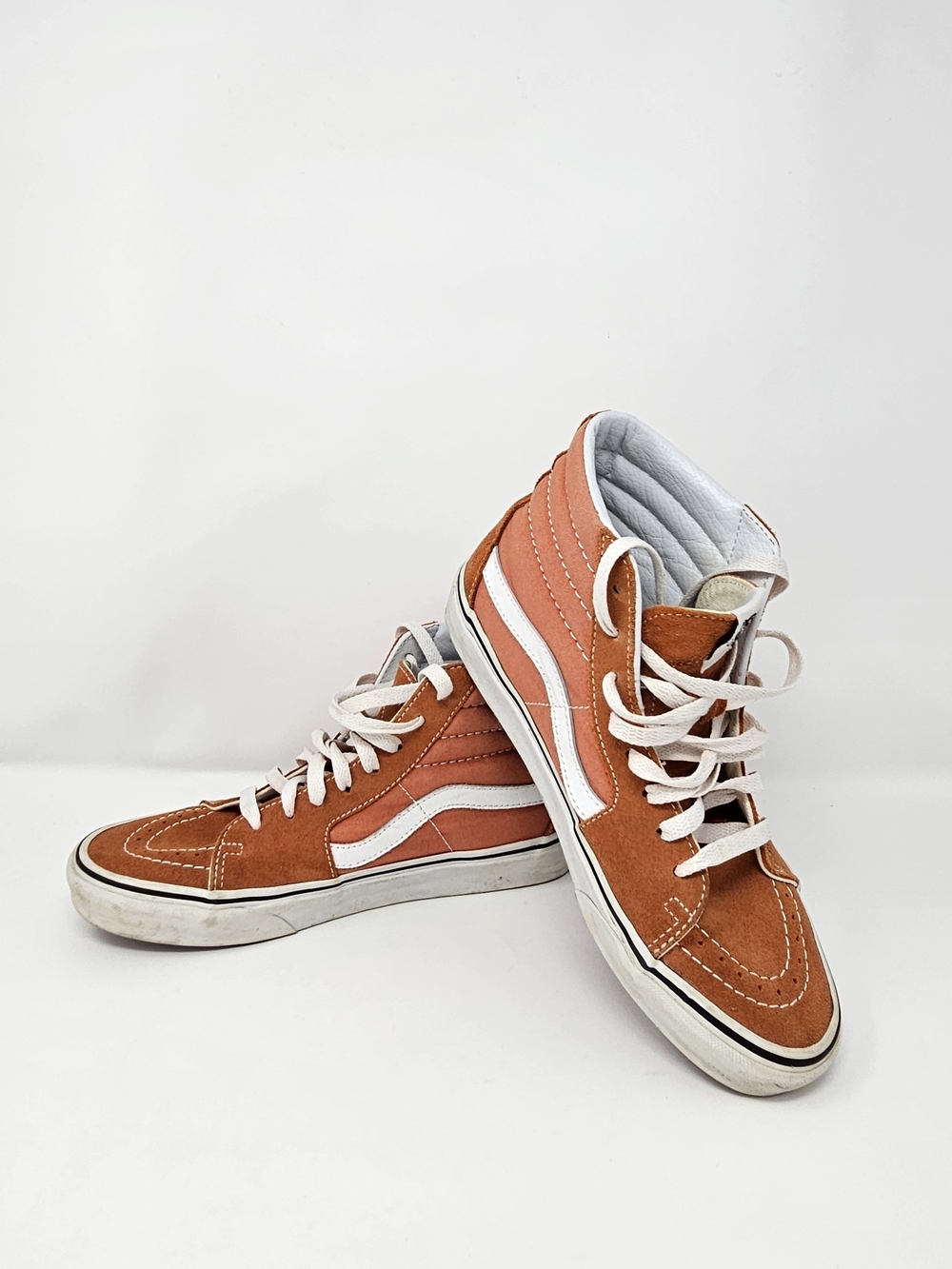 Vans High-Top Suede Sneakers in Rust Orange and White
